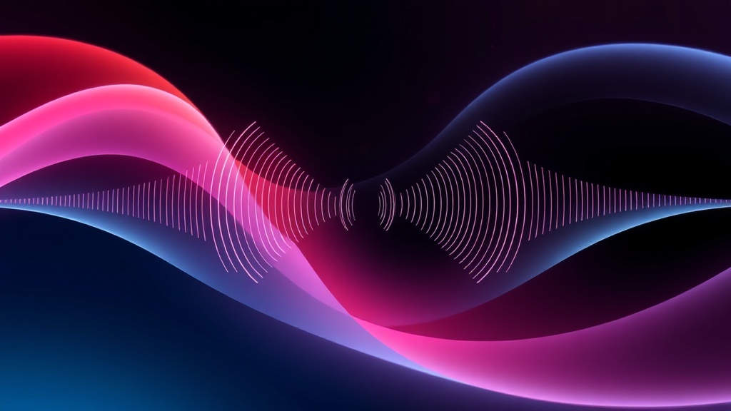 소음 파동과 역위상 파동이 만나 상쇄되는 과정을 보여주는 기술 개념도